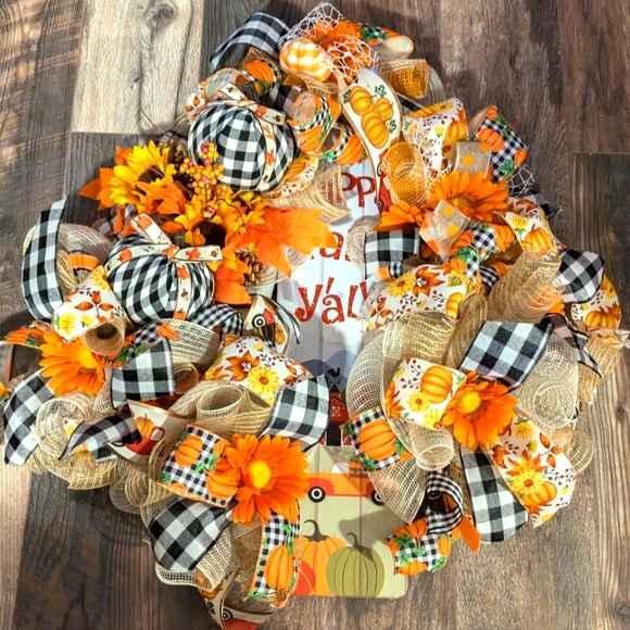 Happy Fall Y'all large wreath - Picture 1 of 10